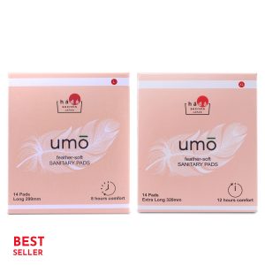 umō Feather-Soft Fast-Absorbing & Leak-Proof Sanitary Pads Long (290mm) & Extra Long (320mm) (Pack of 28 pads)