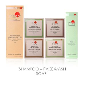 Gift Box 3 – Coffee Shampoo, Avocado Facewash, Cucumber Soap, Rose Soap, Papaya Soap, Green Tea Soap
