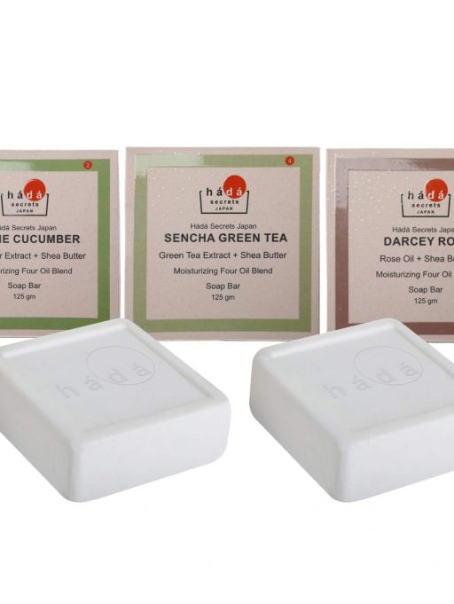 Hada Secrets Japan Bundle Pack of 3 Soap Bar Rhine Cucumber + Sencha Green Tea + Darcey Rose